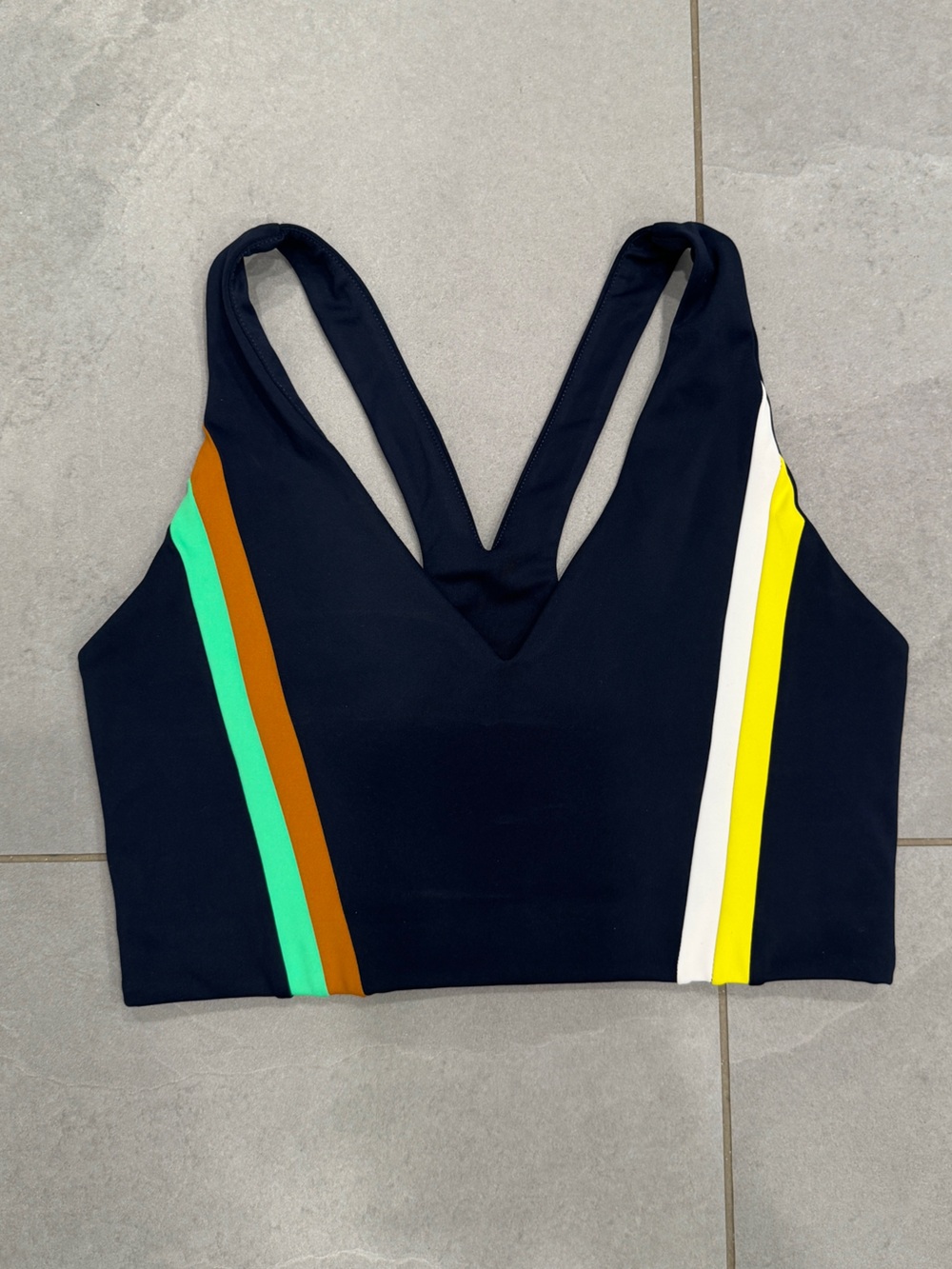 Split 59 Women’s Navy Striped Sports bra